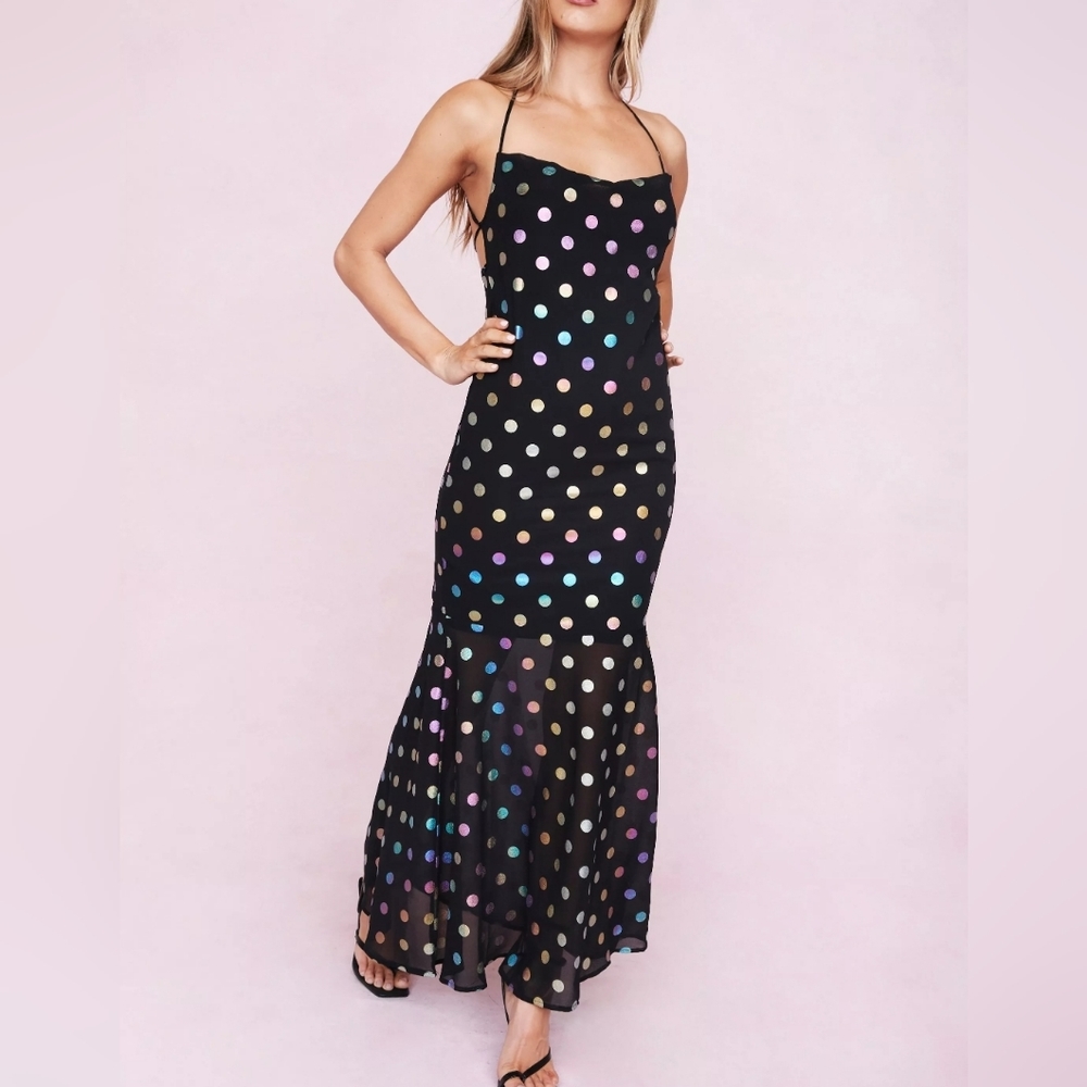 Scrappy Metallic Polka Dot Maxi Dress